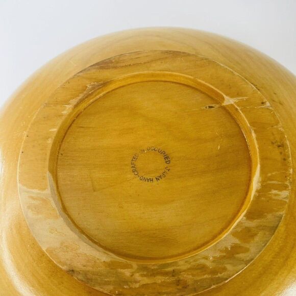 5 MCM Occupied Japan Wood Round Salad Popcorn Serving Bowls Set 1945 -1952 VTG - Picture 3 of 12